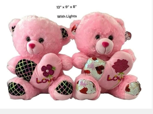 13" PINK LOVE BEAR PLUSH