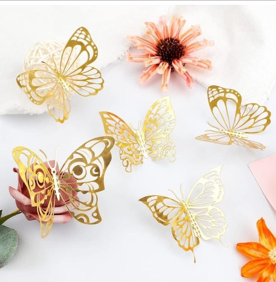 12pc-GOLD BUTTERFLY