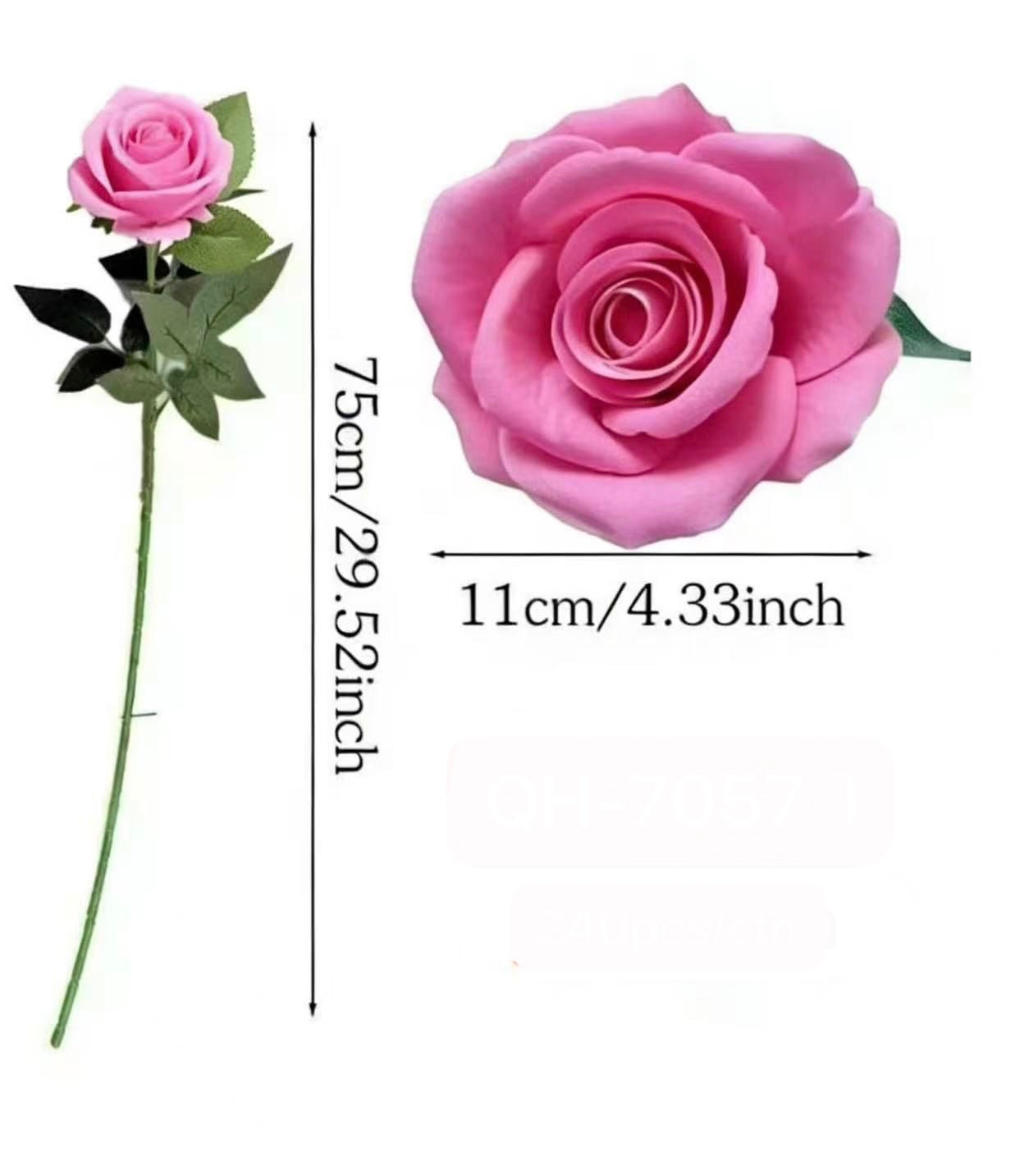 PINK-Big artificial rose 12pc