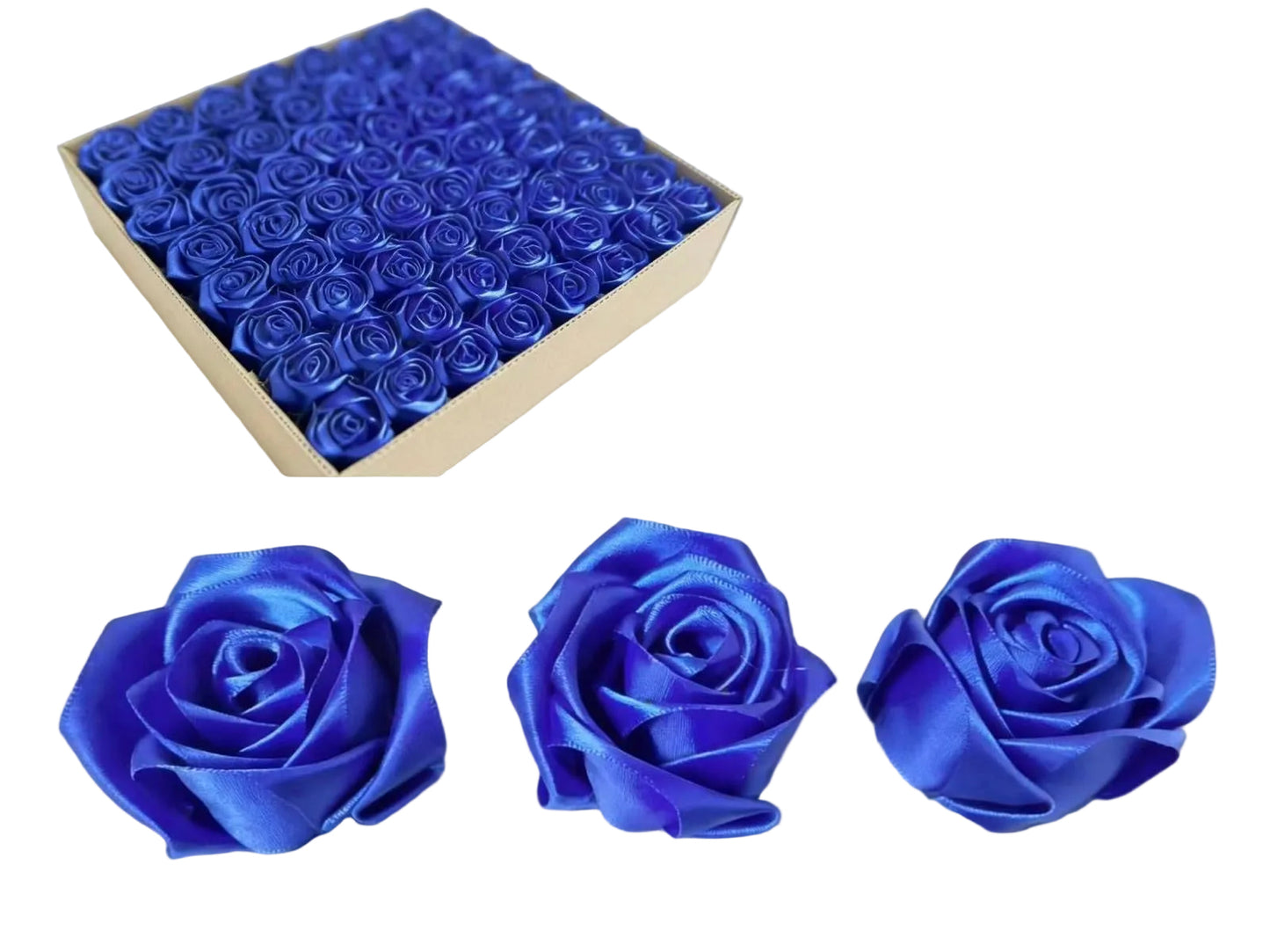 12pc-Royal blue satin rose
