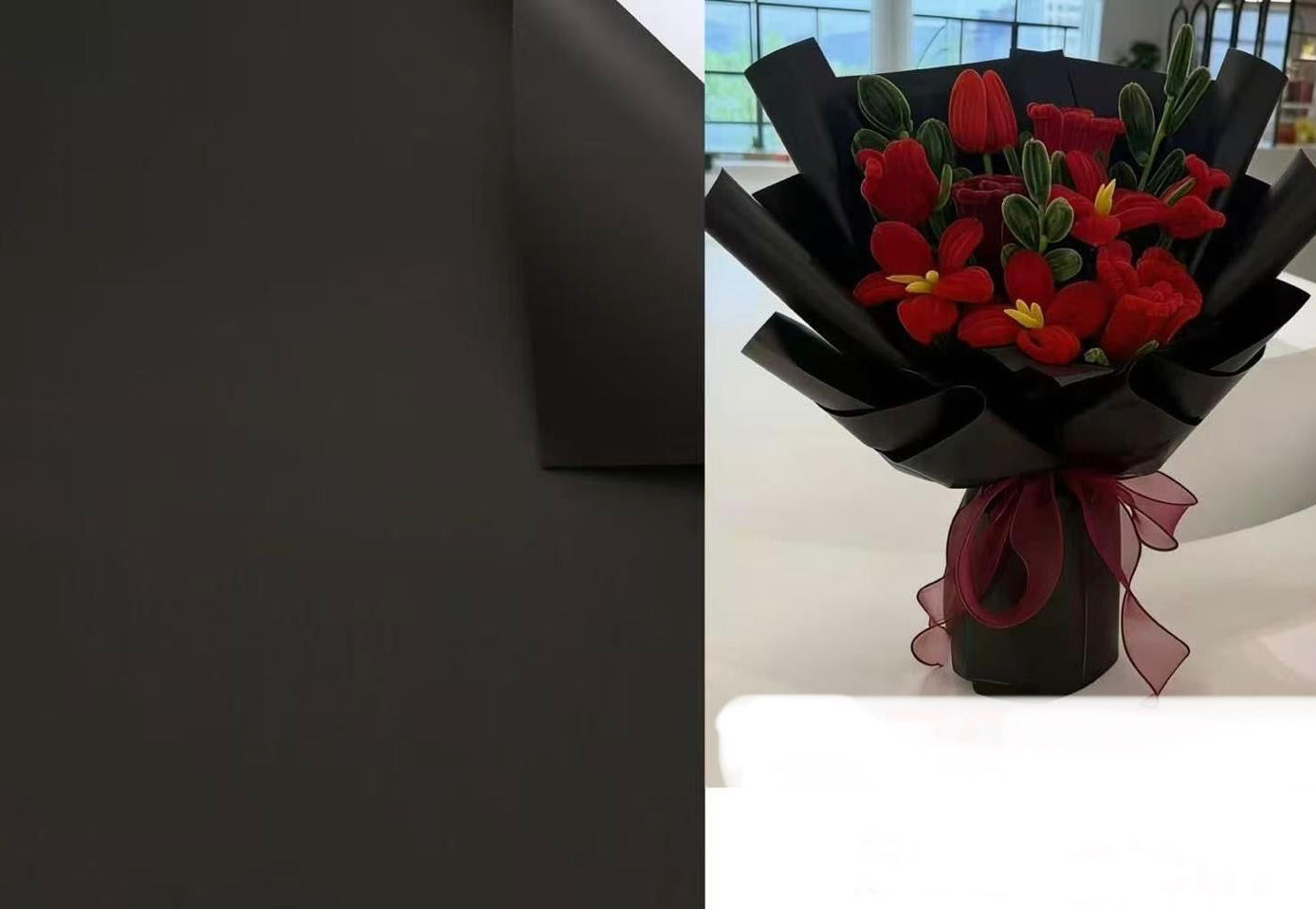 Solid black floral paper