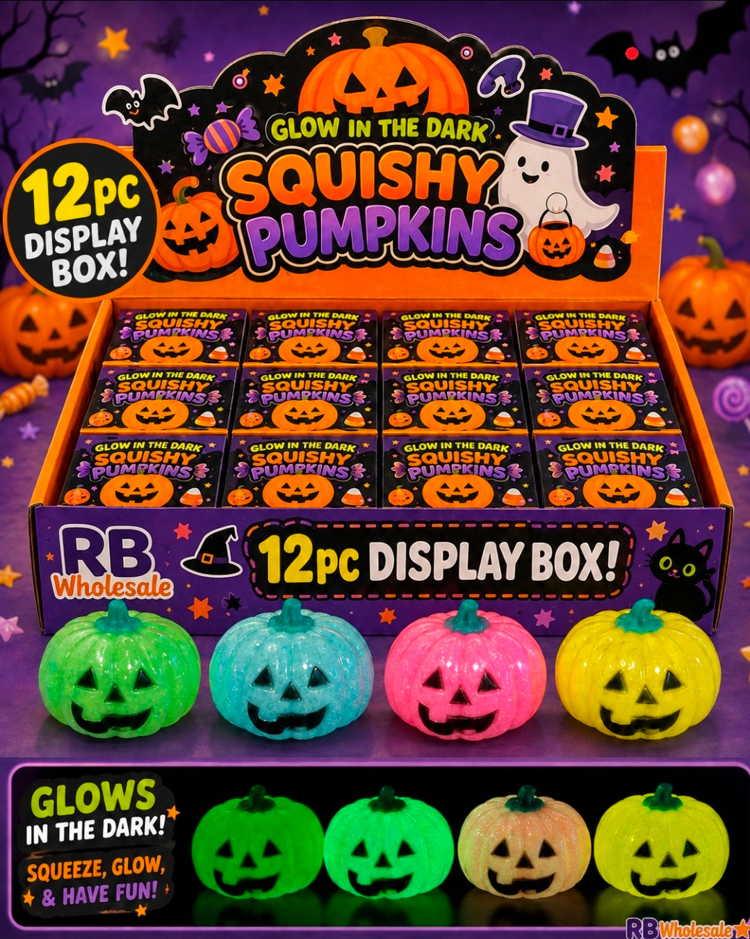 12PC GLOW IN THE DARK PUMPKIN 🎃