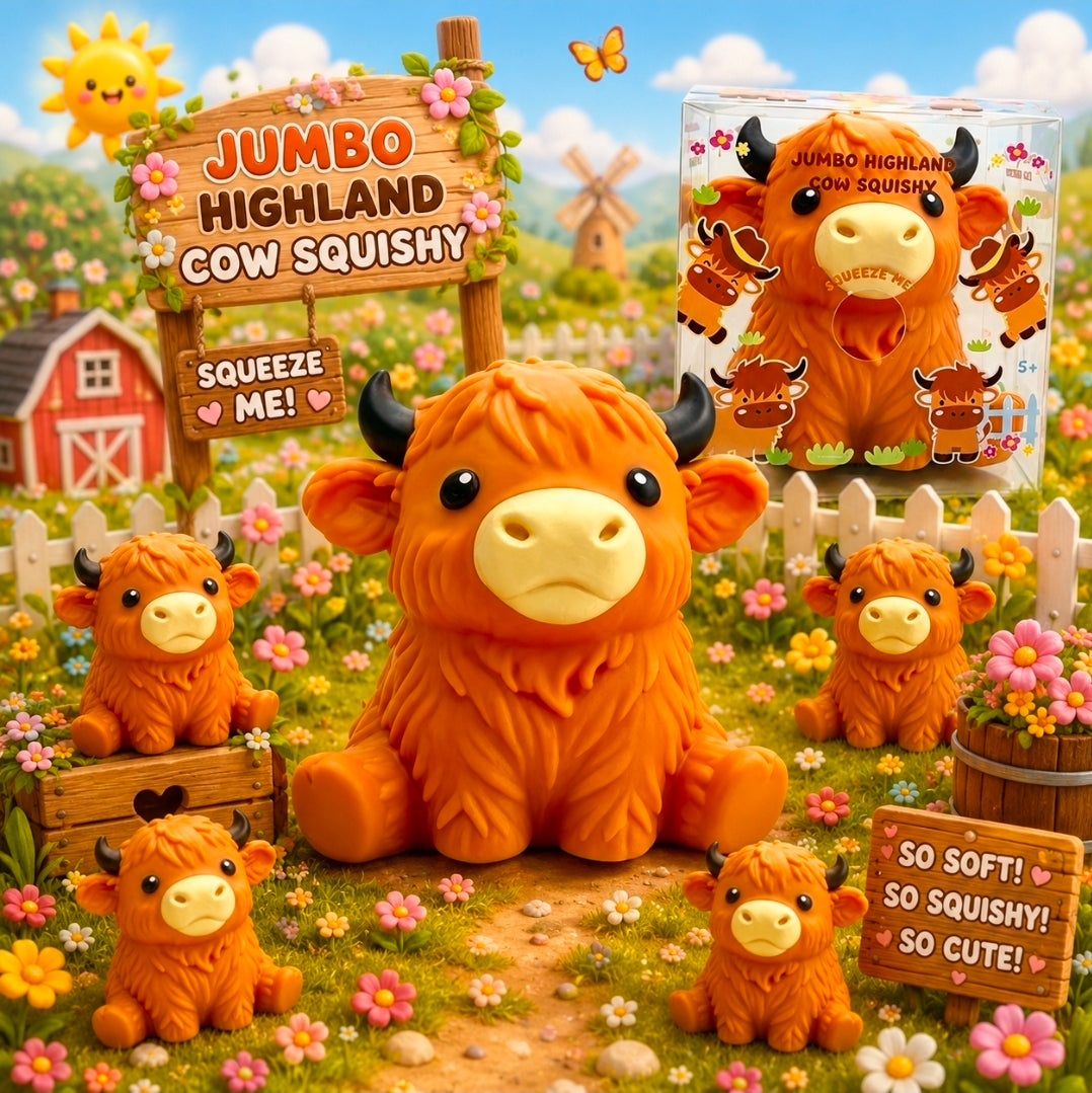 3pc Jumbo highland Cow squishy