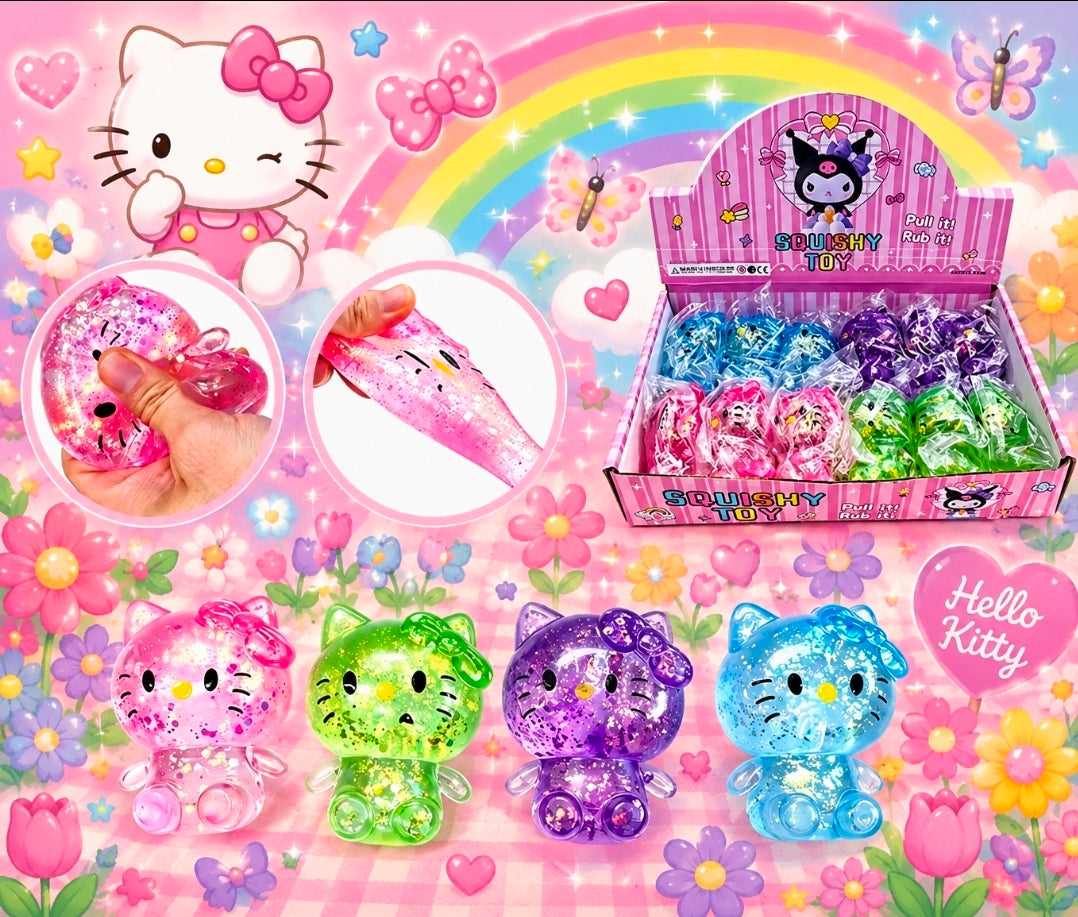 12pc kitty glitter squishy