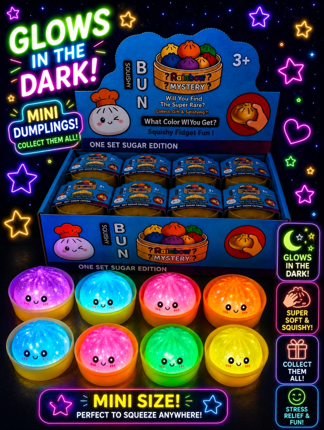 24pc Glow in the dark mini dumplings