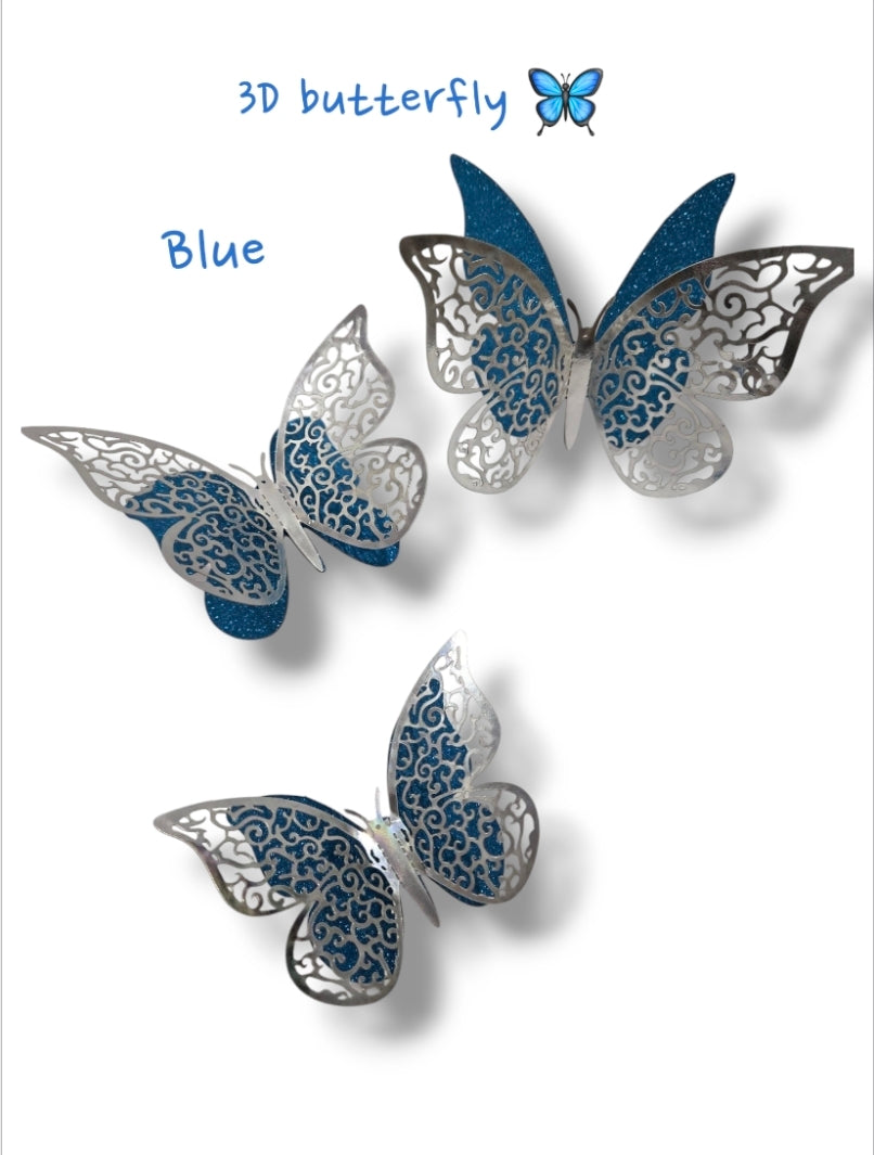 Blue- 3D Double layer Glitter butterfly 🦋