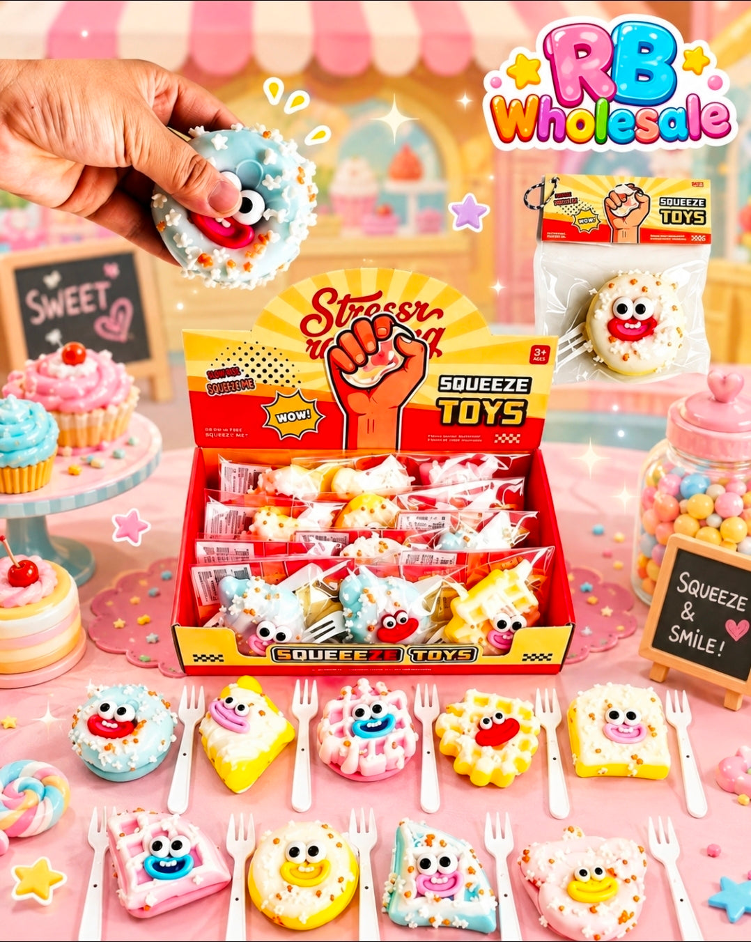 12pc Food Face Squishy
