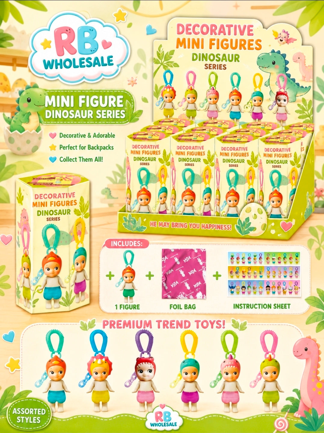 12pc Dinosaur series Keychain