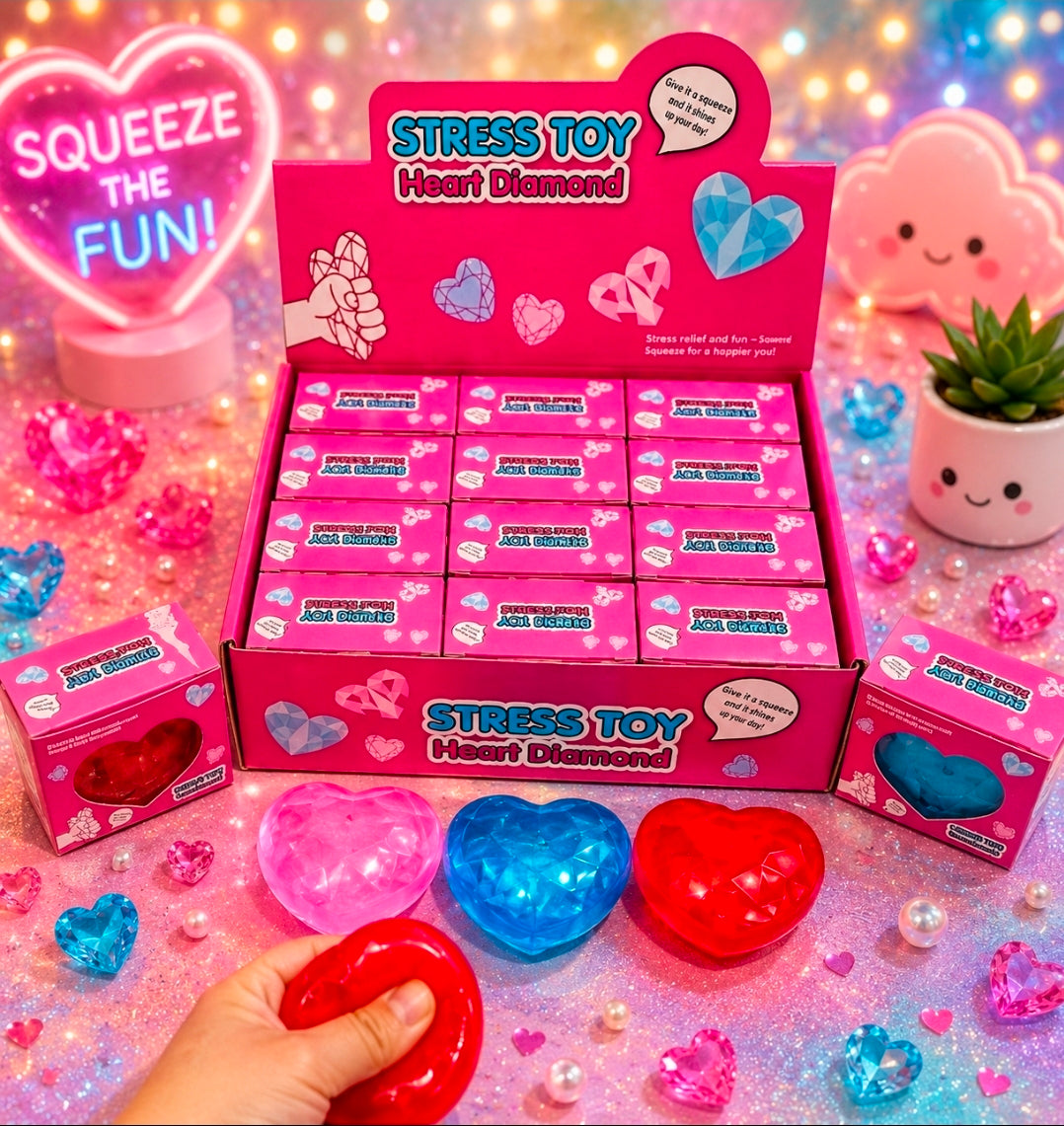12pc Heart diamond squishy