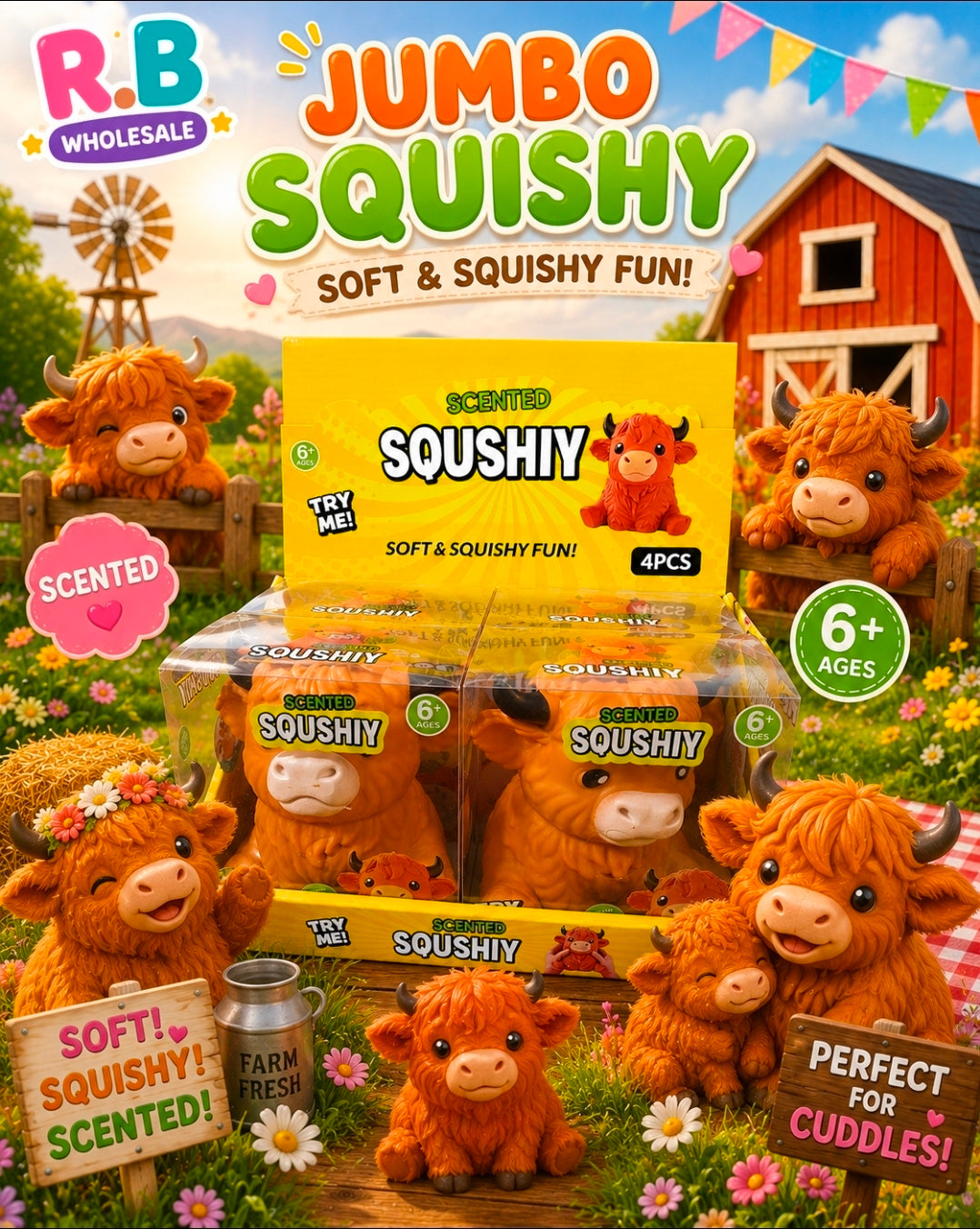 4PC Jumbo Highland Cow 🐄