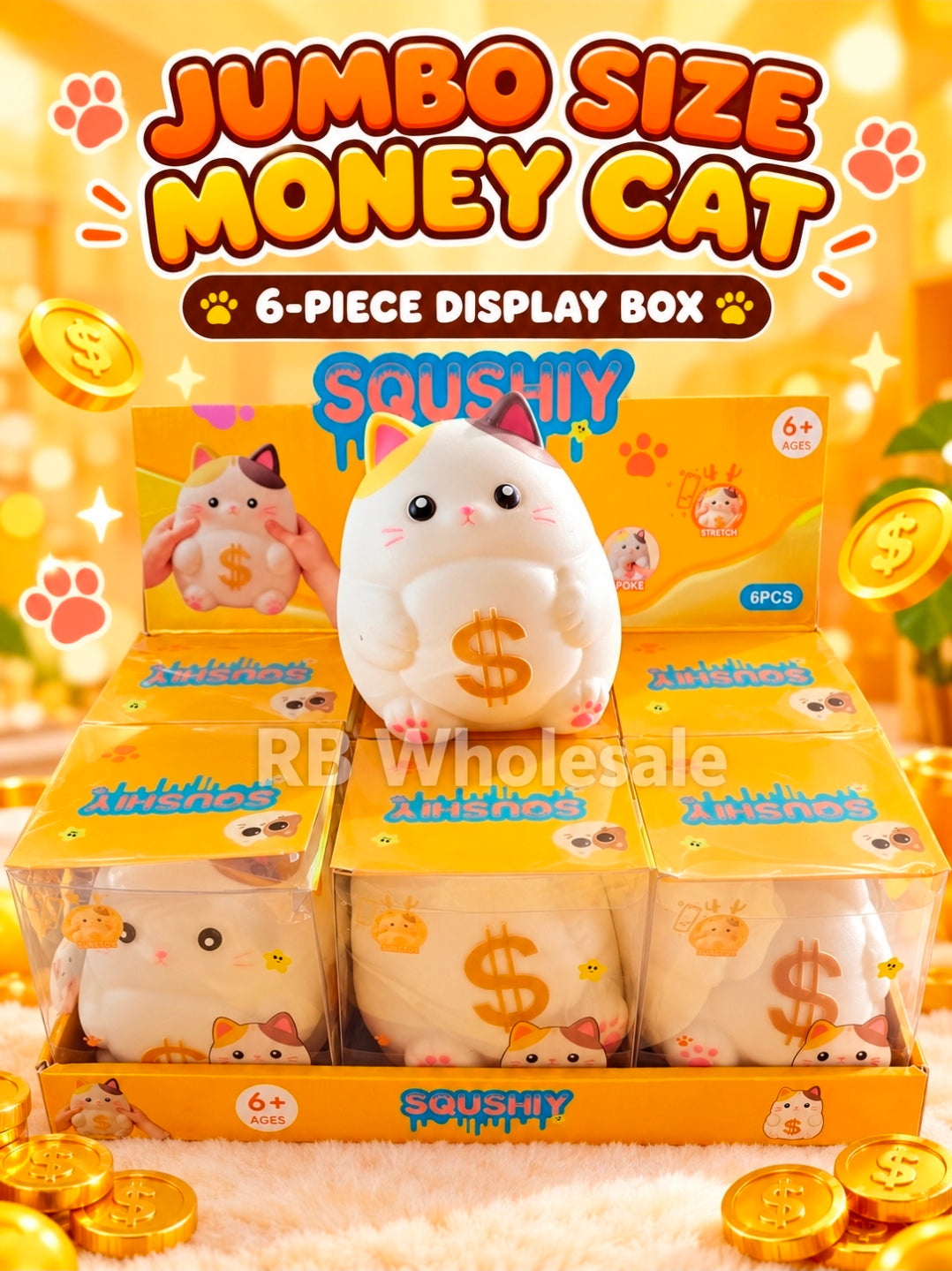 6PC Jumbo Money Cat