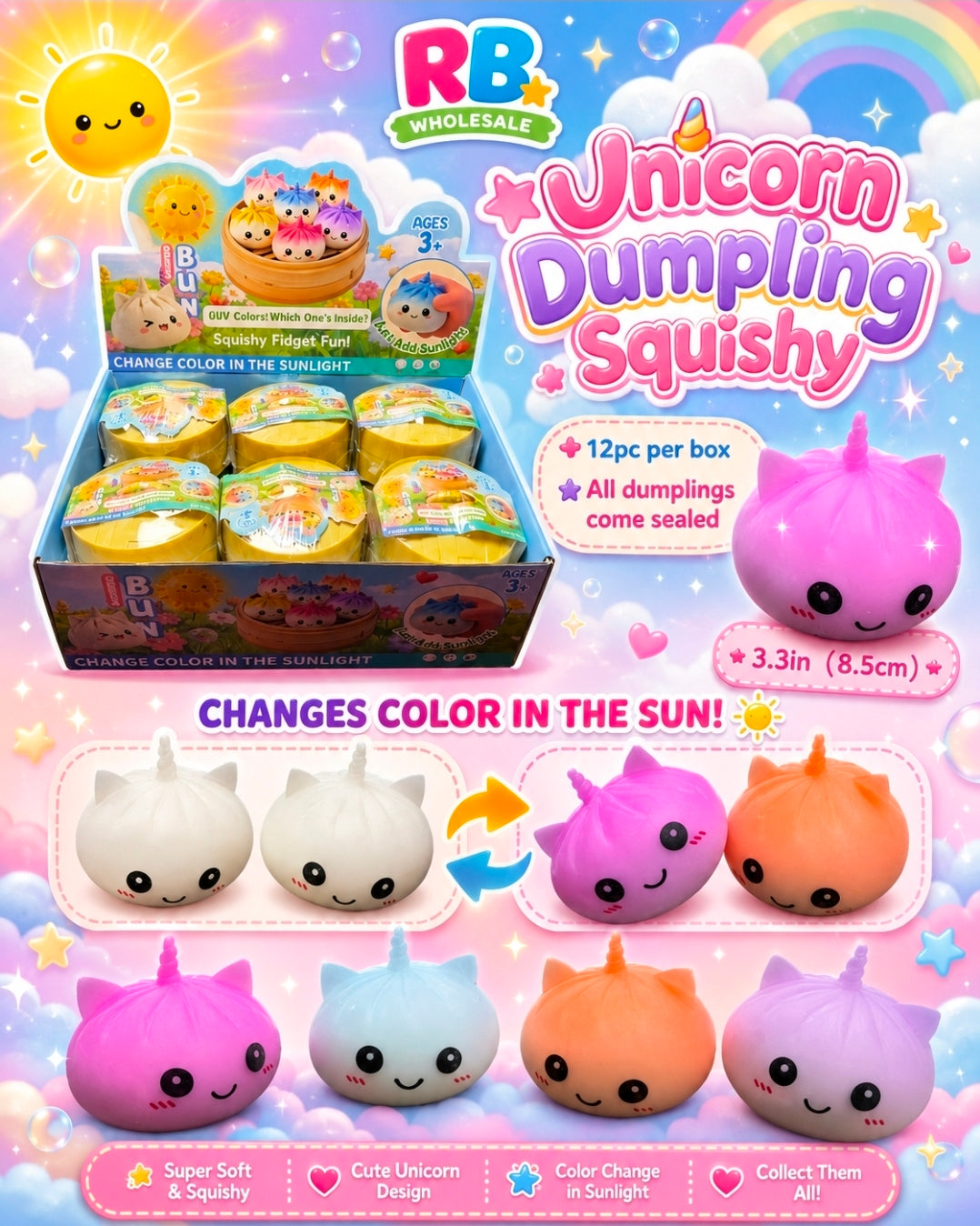 12pc Changing Color Unicorn dumpling