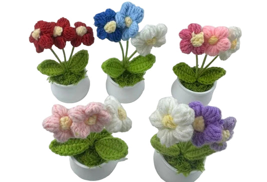 12pc-Mini crochet flower pot