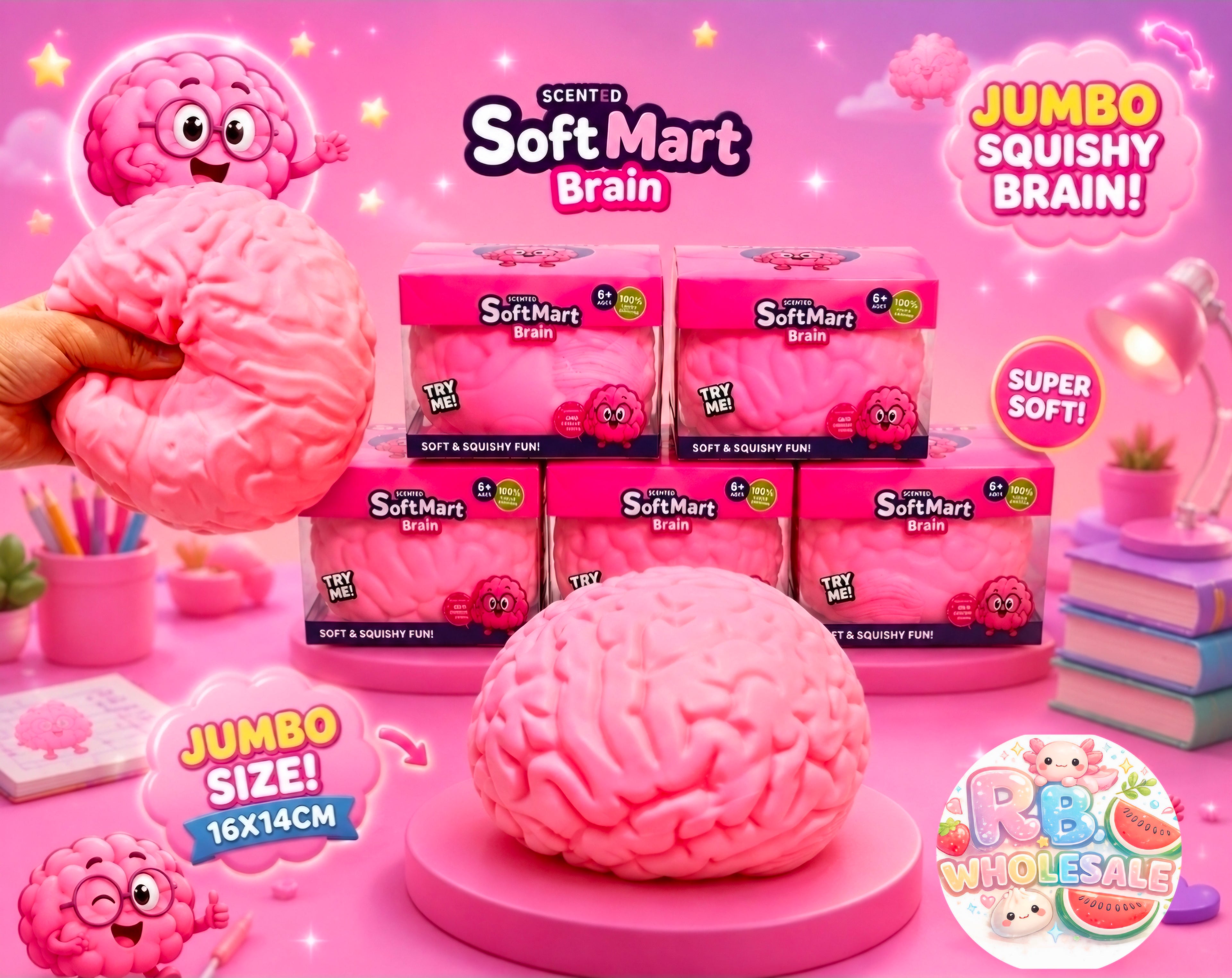 3pc Big Brain 🧠-Pink