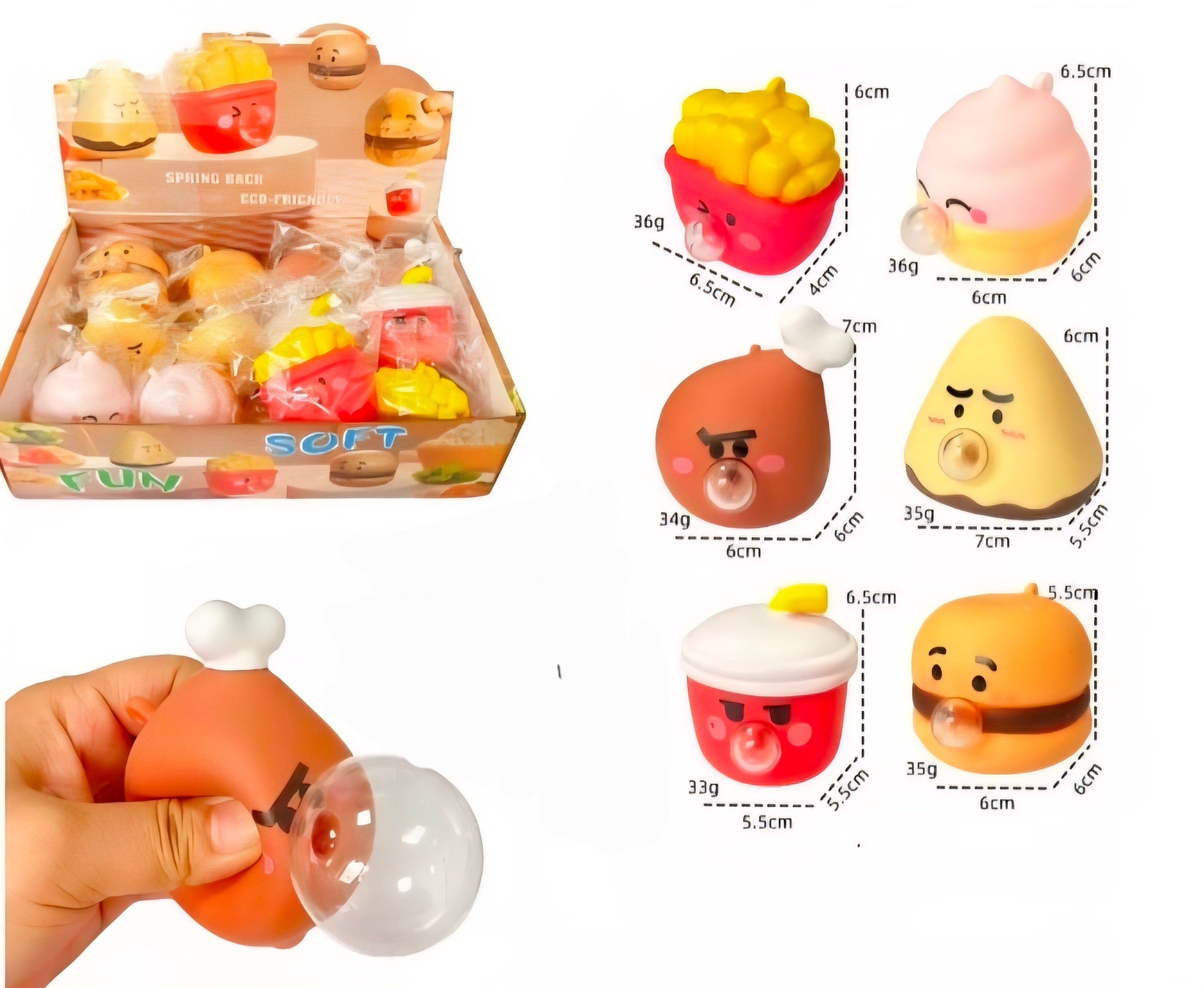 12pc Fast Food bubble toy