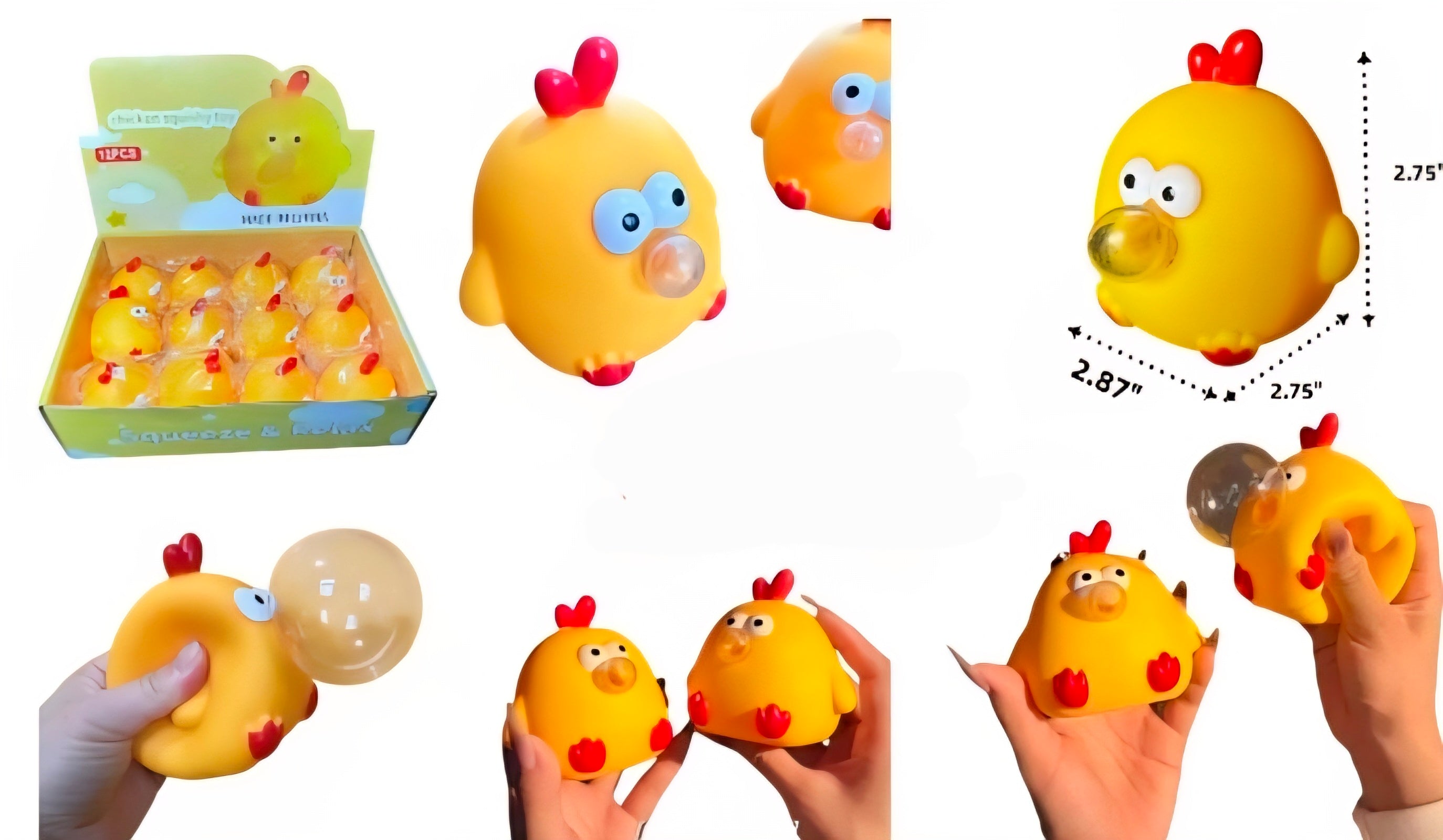 12pc chicken bubble toy