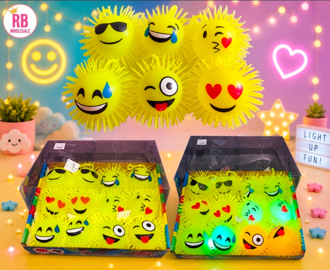 12Pc Light Up Puffer Emoji Ball