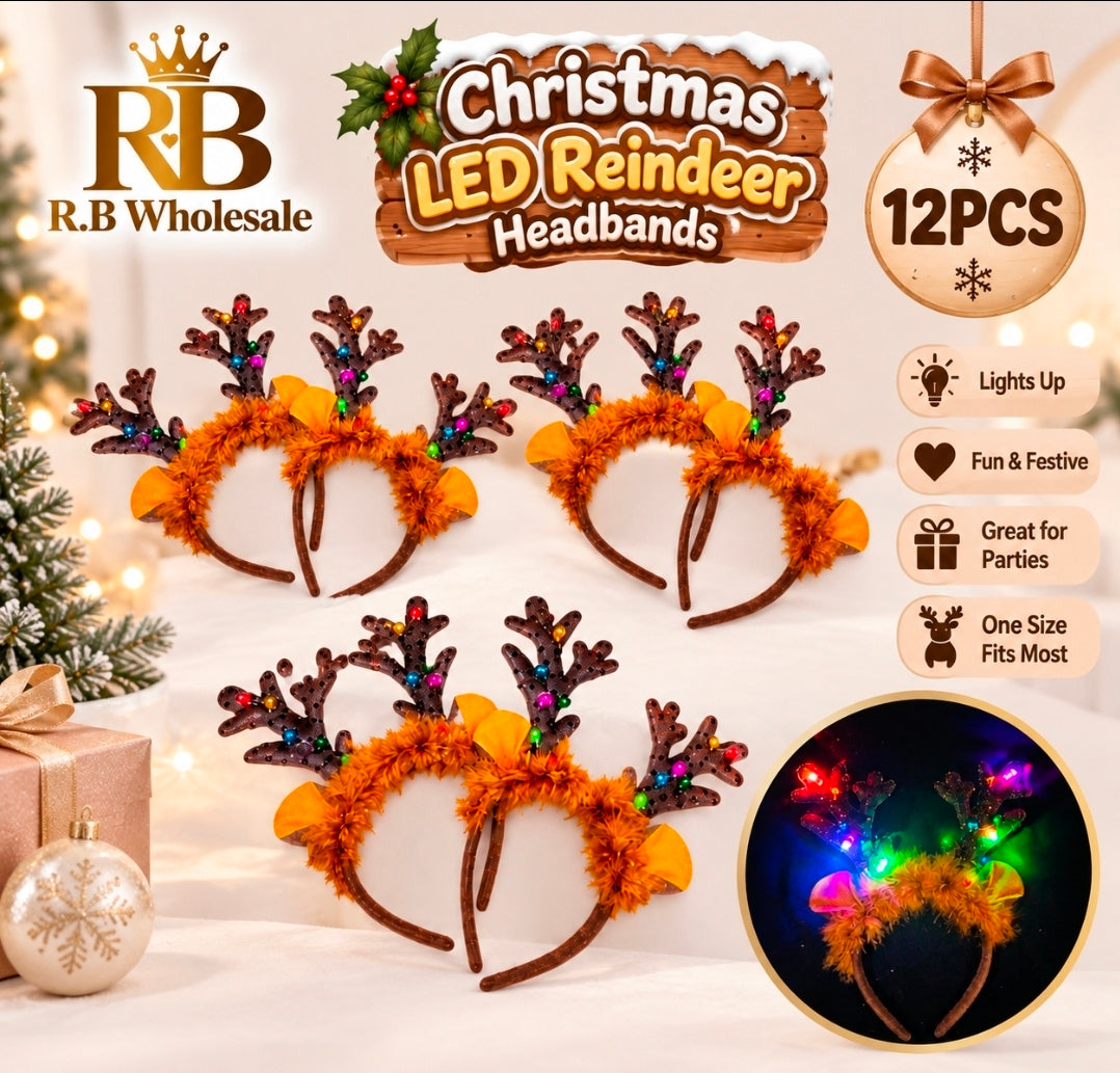 12PC LED Reindeer Headband